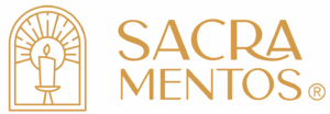 Logotipo de SACRAMENTOS, empresa especializada en arte sacro, vitrales y restauración religiosa en Centroamérica